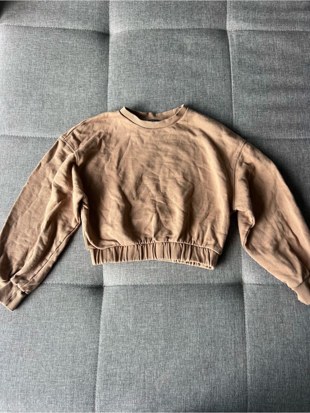 Zara Cropped Tan Pullover Sweatshirt